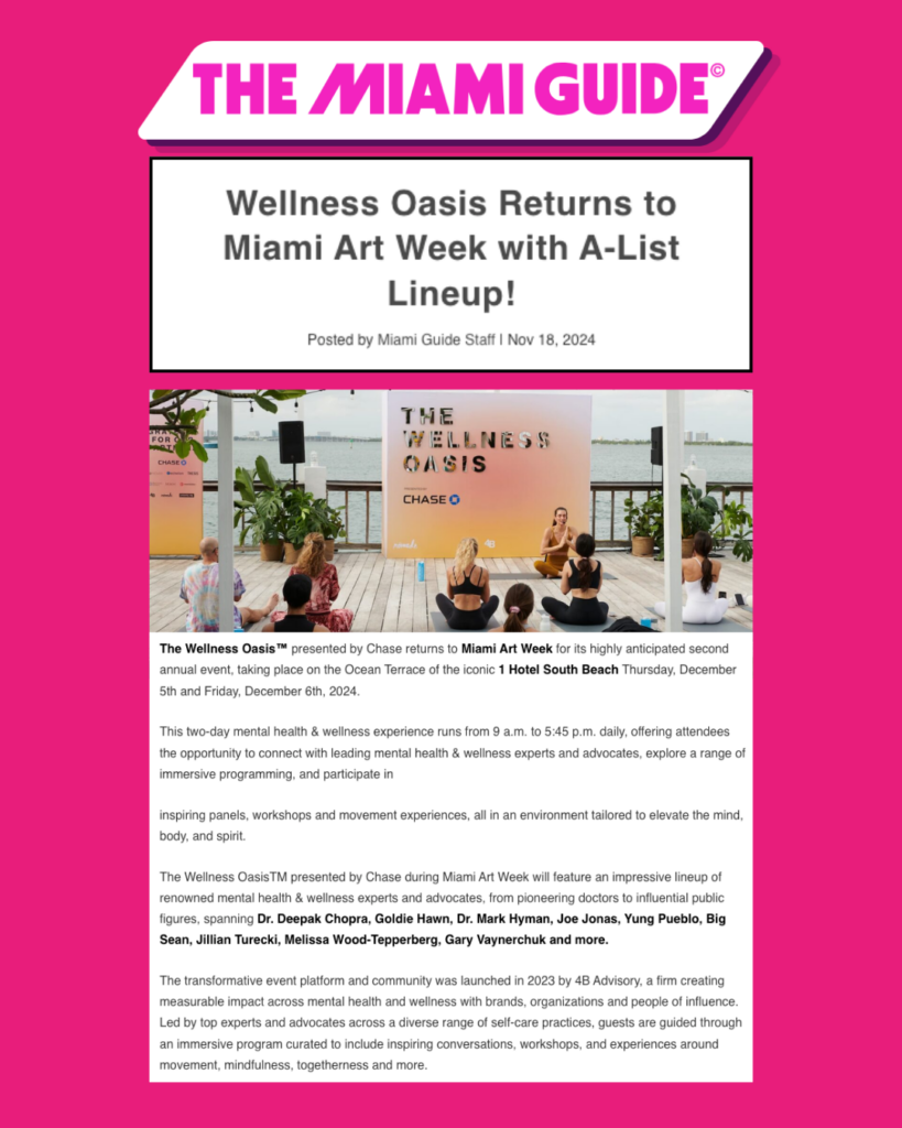 Wellness Oasis Returns to Miami Art Week with A-List Lineup!